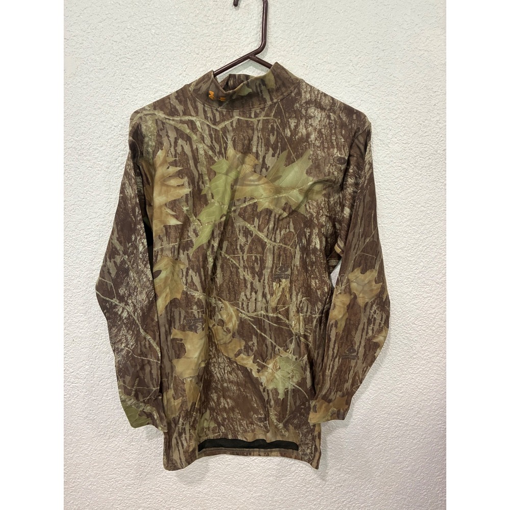 Under Armour Mock Neck Shirt Mens Large Camo Base Layer Long Sleeve Hunting